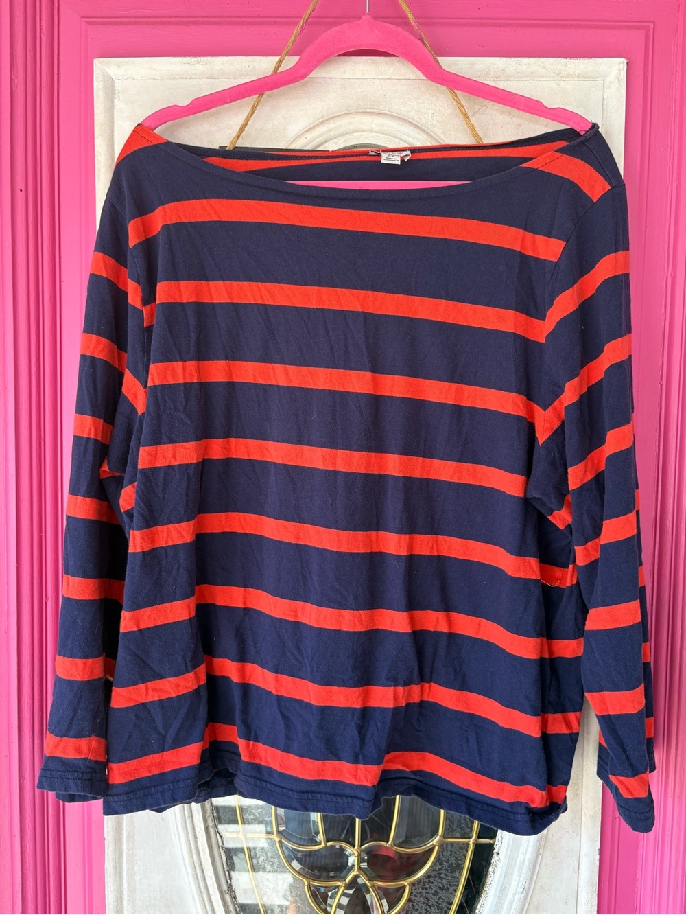 J. Crew Navy and Red Striped Long-Sleeve Tee